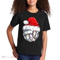 Funny Volleyball Christmas Santa Hat Gift Kids T-Shirt thumb 2