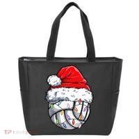 Funny Volleyball Christmas Santa Hat Gift Tote Bag thumb 0