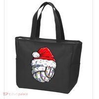 Funny Volleyball Christmas Santa Hat Gift Tote Bag thumb 3