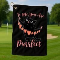Funny Valentine Cat To Me You Are Purrfect Golf Towel thumb 1