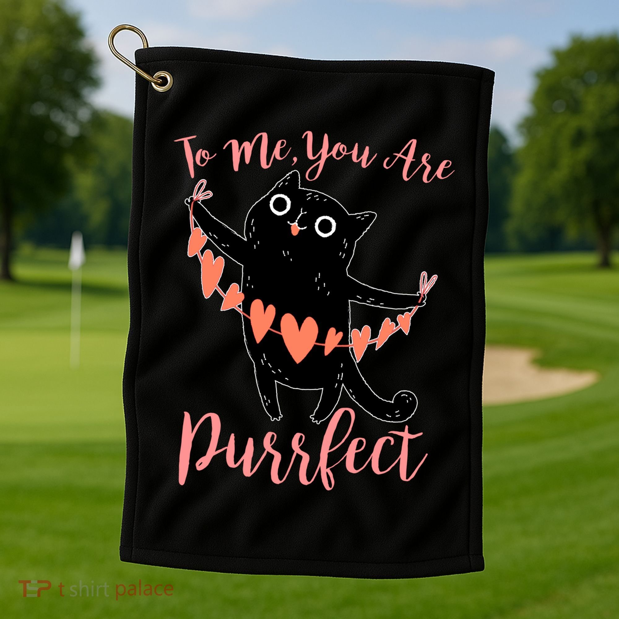 Funny Valentine Cat To Me You Are Purrfect Golf Towel