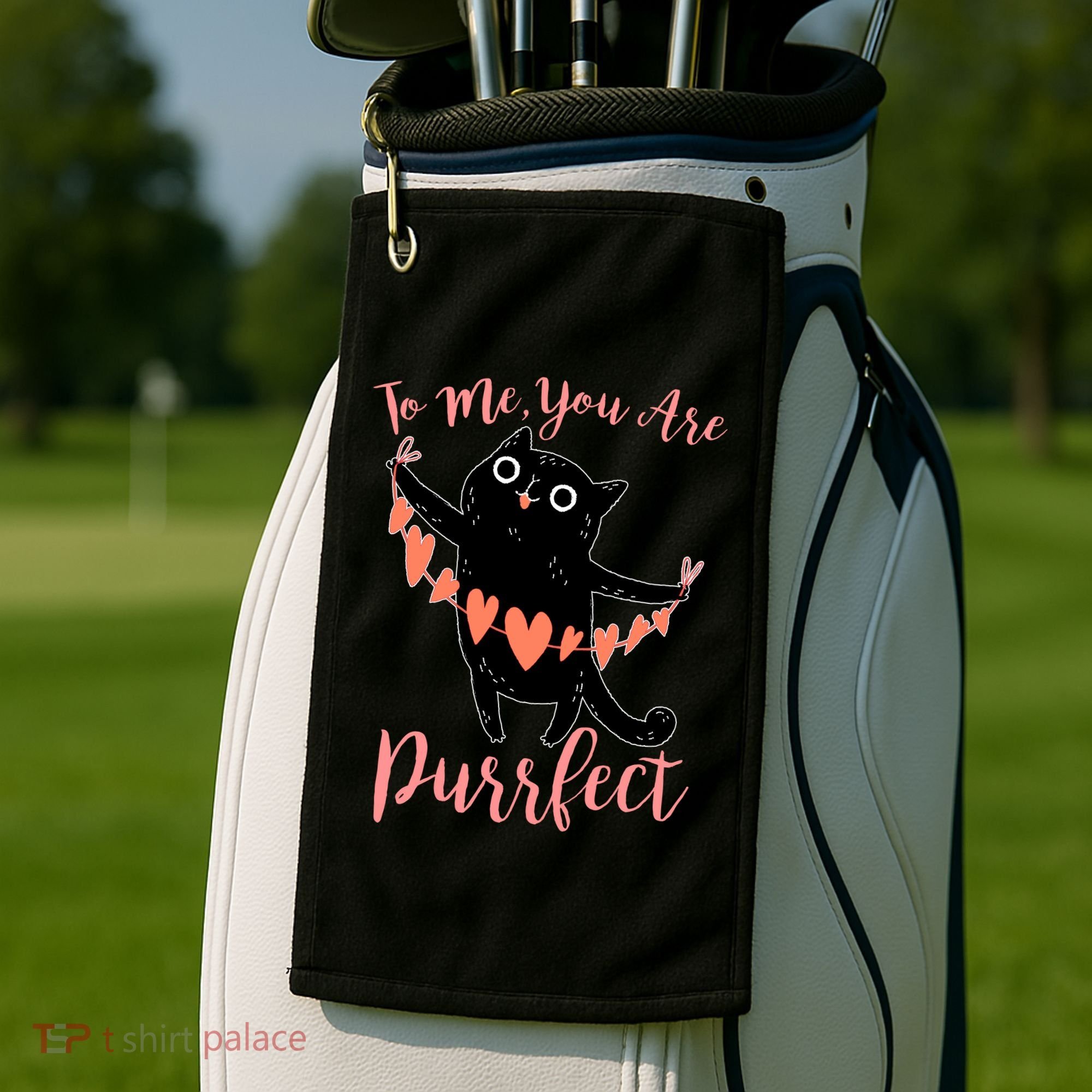 Funny Valentine Cat To Me You Are Purrfect Golf Towel