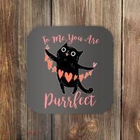 Funny Valentine Cat To Me You Are Purrfect Coaster thumb 0