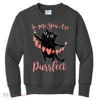 Funny Valentine Cat To Me You Are Purrfect Kids Sweatshirt thumb 0