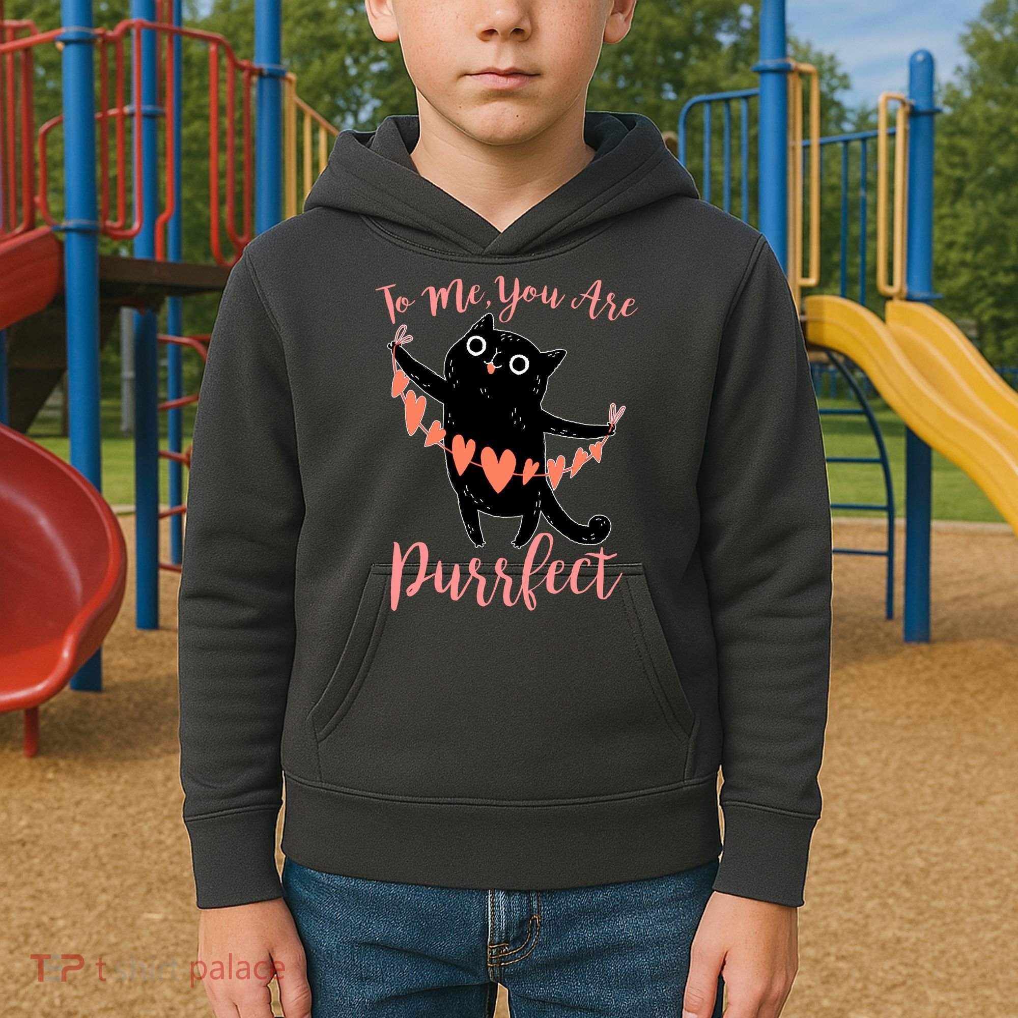 Funny Valentine Cat To Me You Are Purrfect Kids Hoodie