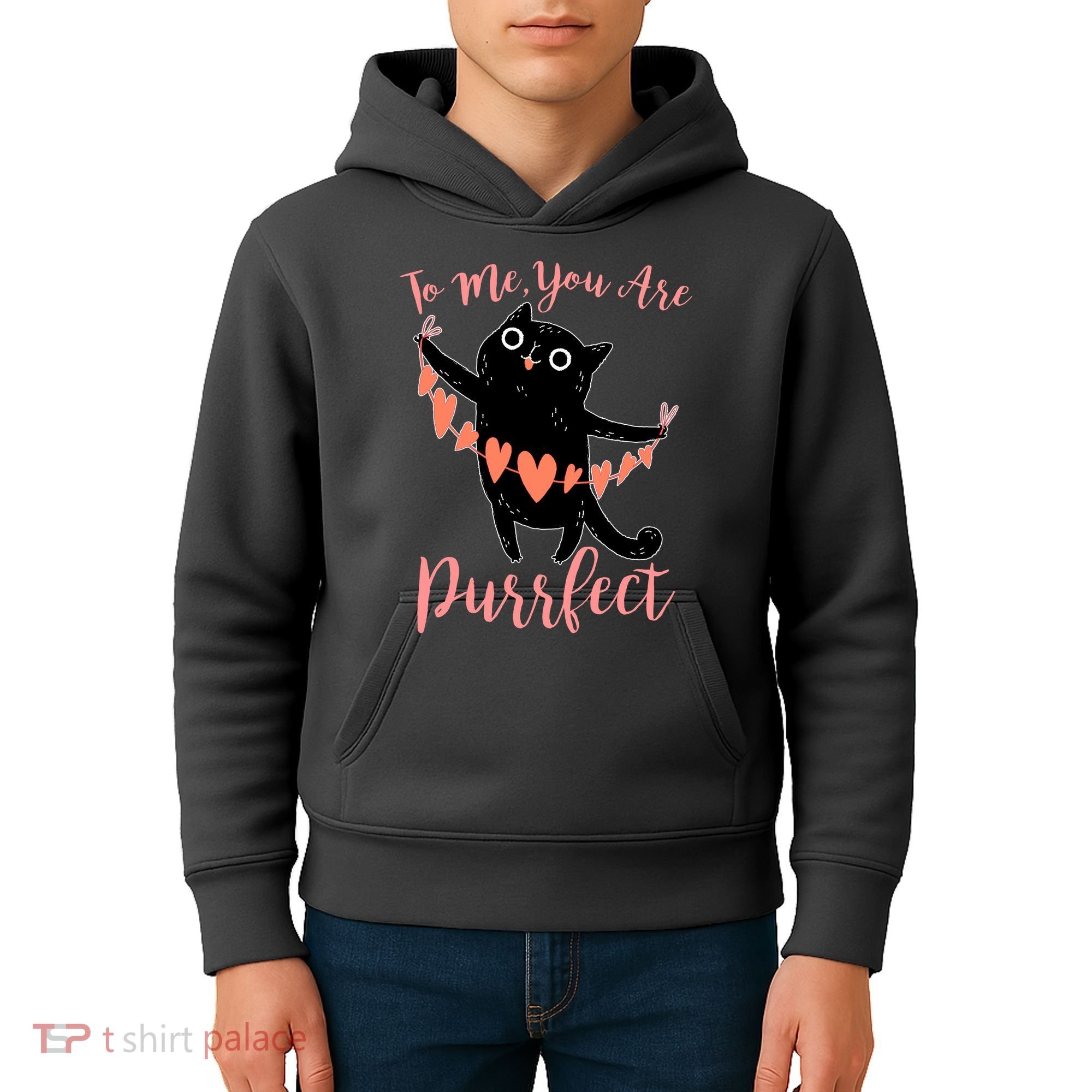 Funny Valentine Cat To Me You Are Purrfect Kids Hoodie
