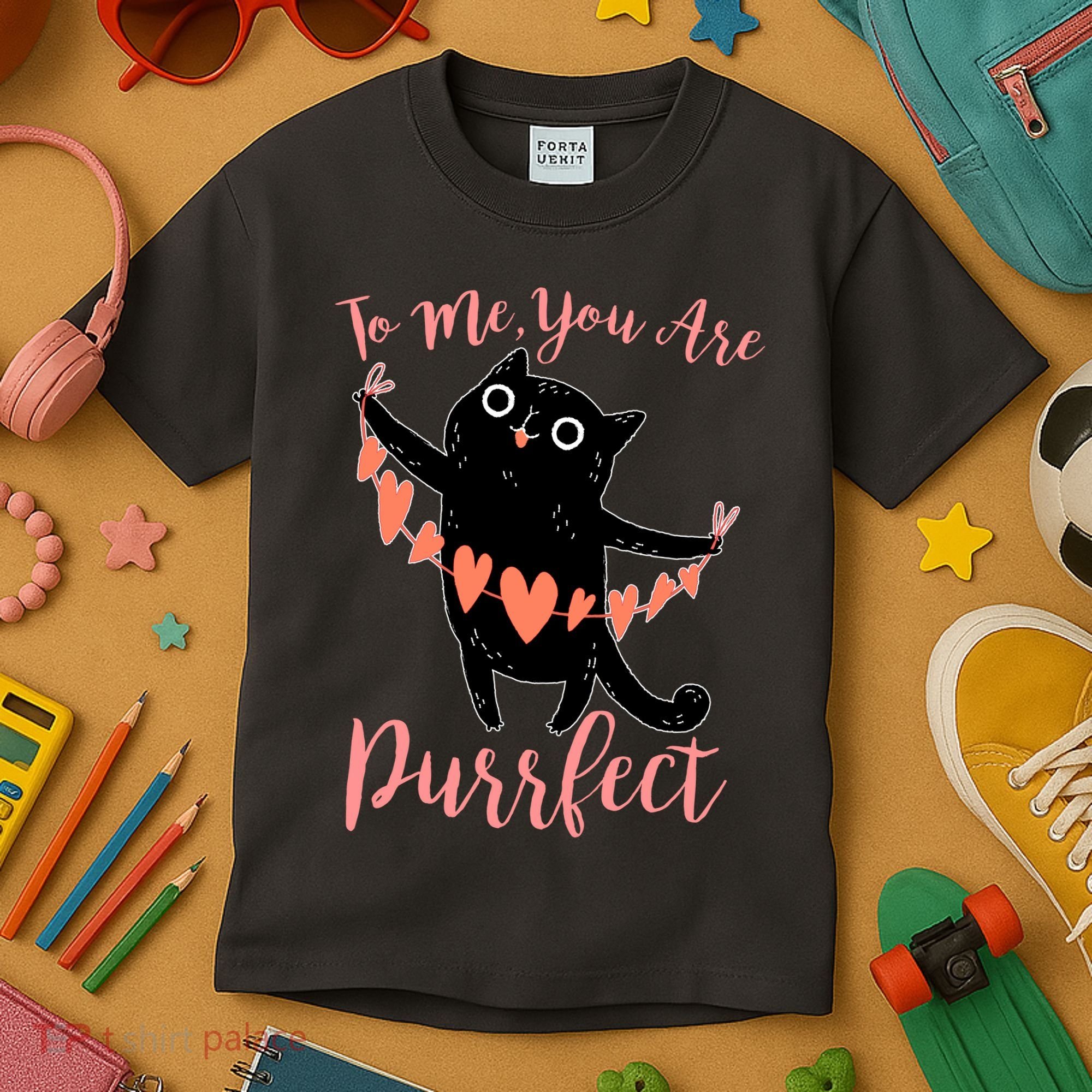 Funny Valentine Cat To Me You Are Purrfect Kids T-Shirt