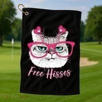Funny Valentine Cat Free Hisses Golf Towel thumb 1