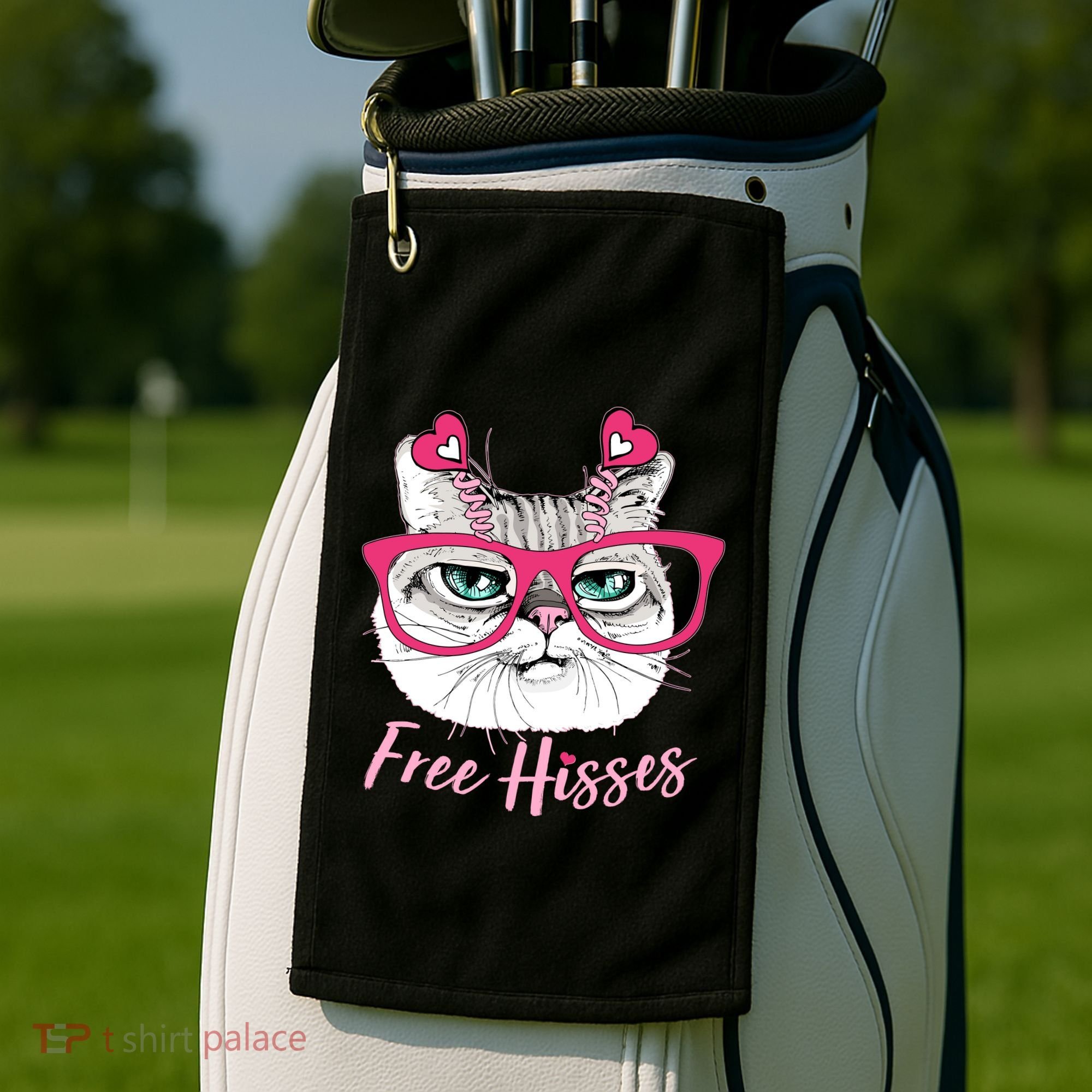 Funny Valentine Cat Free Hisses Golf Towel