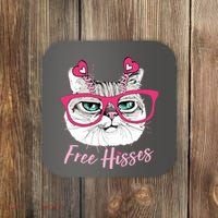 Funny Valentine Cat Free Hisses Coaster thumb 0