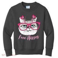 Funny Valentine Cat Free Hisses Kids Sweatshirt thumb 0