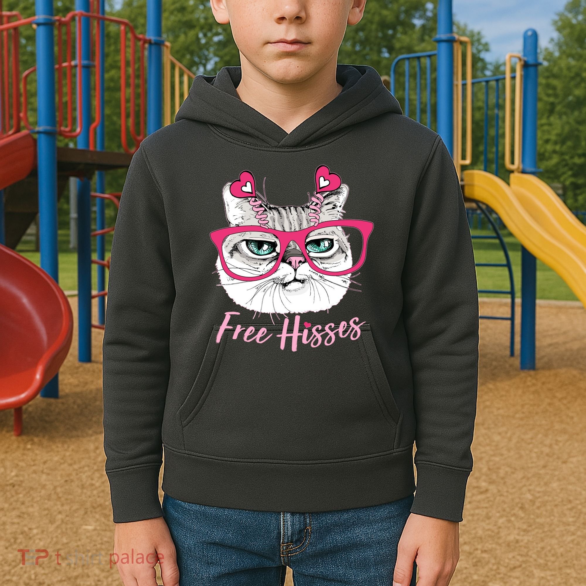 Funny Valentine Cat Free Hisses Kids Hoodie