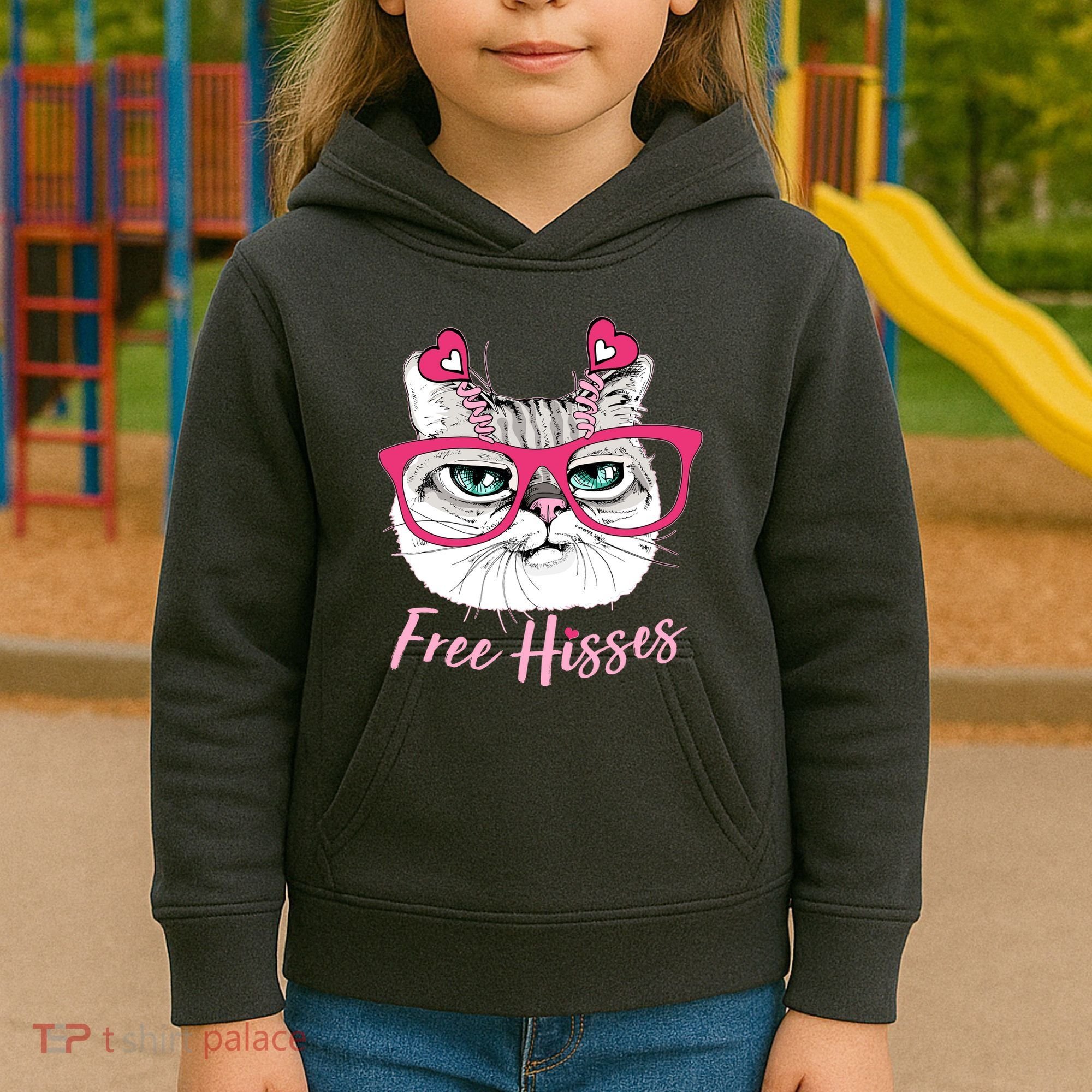 Funny Valentine Cat Free Hisses Kids Hoodie