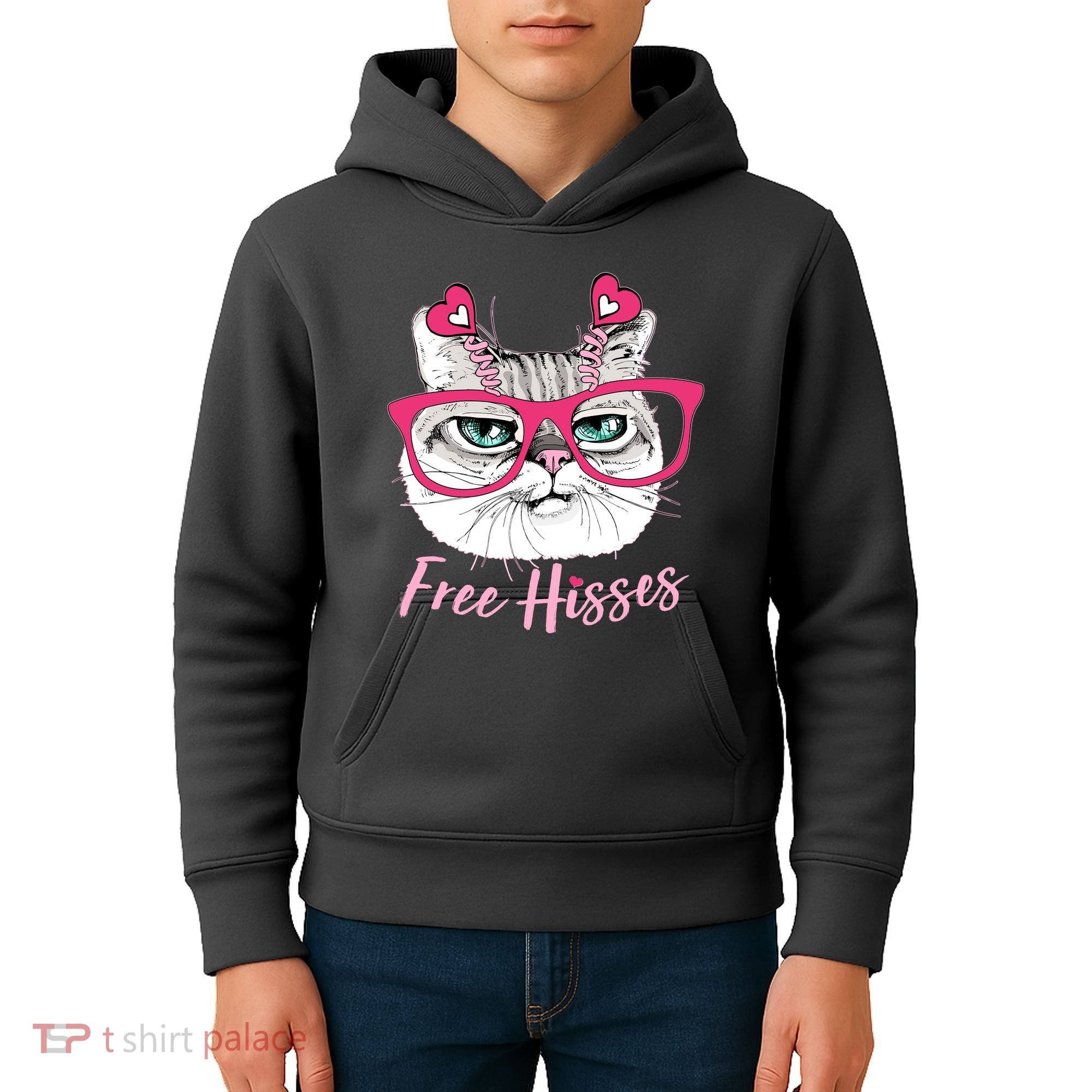 Funny Valentine Cat Free Hisses Kids Hoodie