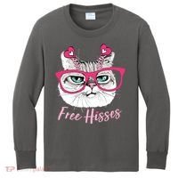 Funny Valentine Cat Free Hisses Kids Long Sleeve Shirt thumb 0