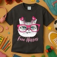 Funny Valentine Cat Free Hisses Kids T-Shirt thumb 3