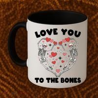 Funny Valentines Day Love You To The Bones Skeletons Coffee Mug thumb 2