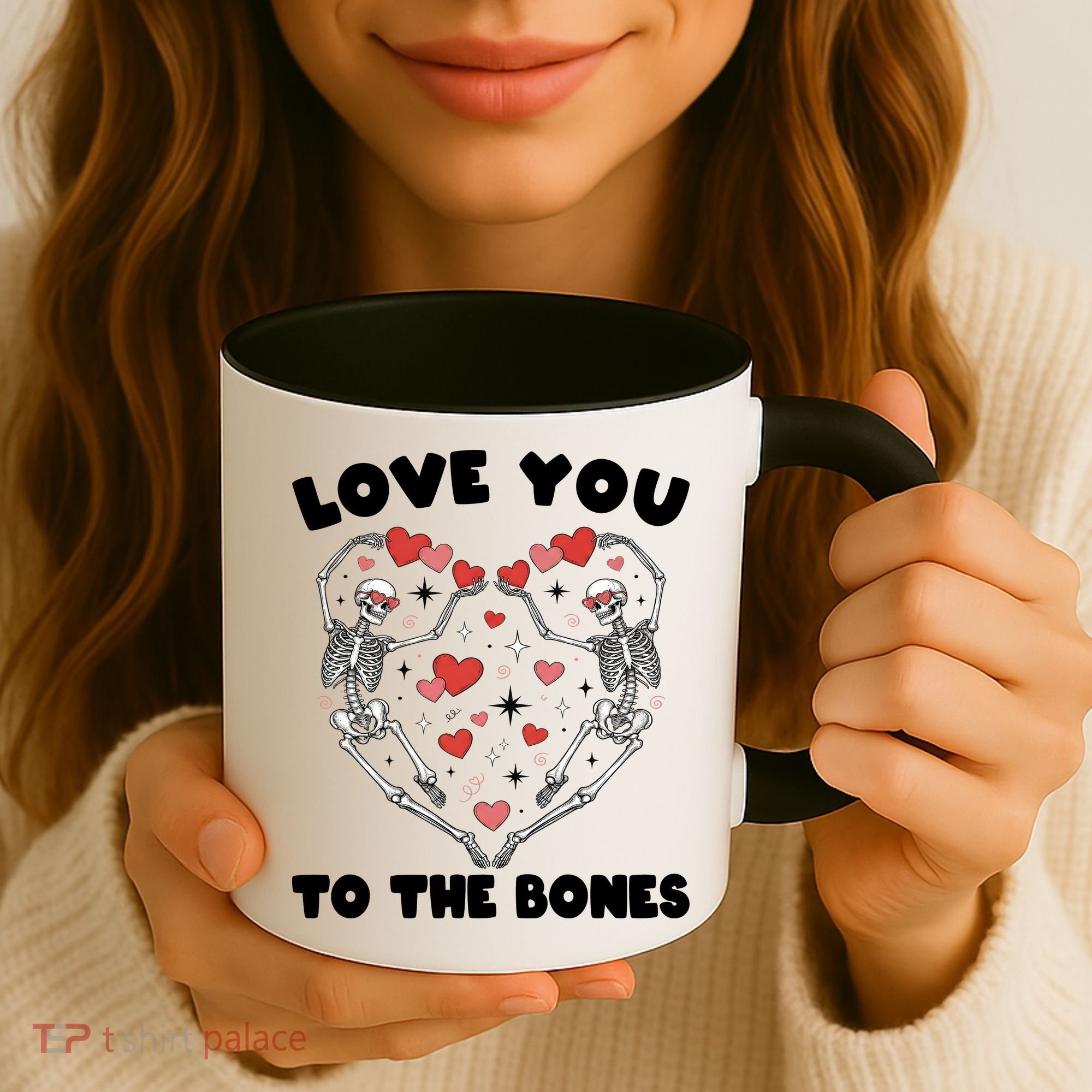Funny Valentines Day Love You To The Bones Skeletons Coffee Mug