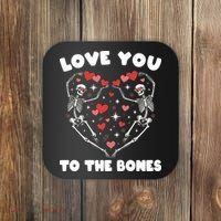 Funny Valentines Day Love You To The Bones Skeletons Coaster thumb 0