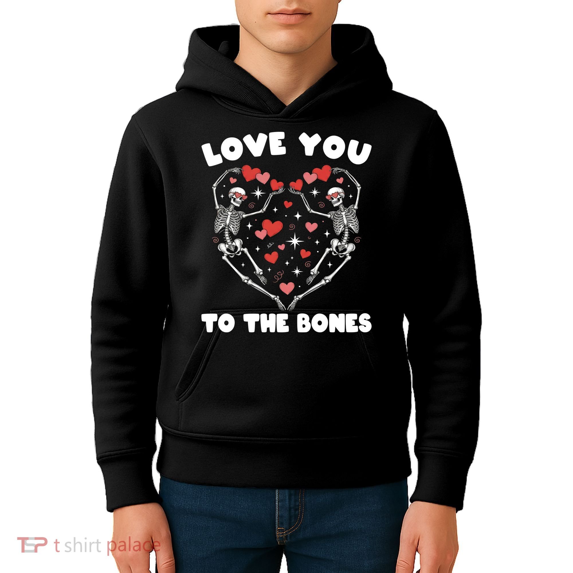 Funny Valentines Day Love You To The Bones Skeletons Kids Hoodie
