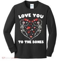 Funny Valentines Day Love You To The Bones Skeletons Kids Long Sleeve Shirt thumb 0