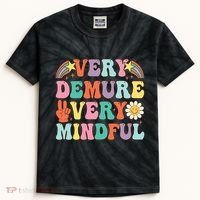 Funny Very Demure Very Mindful Trend Demure & Mindful Kids Tie-Dye T-Shirt thumb 0