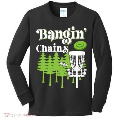 Funny Vintage Disc Golf Bangin' Chains Kids Long Sleeve Shirt