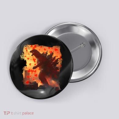 Funny Valentines Day Japanese Kaiju Monster Button