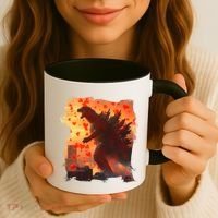 Funny Valentines Day Japanese Kaiju Monster Coffee Mug thumb 3