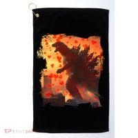 Funny Valentines Day Japanese Kaiju Monster Golf Towel thumb 0
