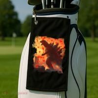 Funny Valentines Day Japanese Kaiju Monster Golf Towel thumb 2