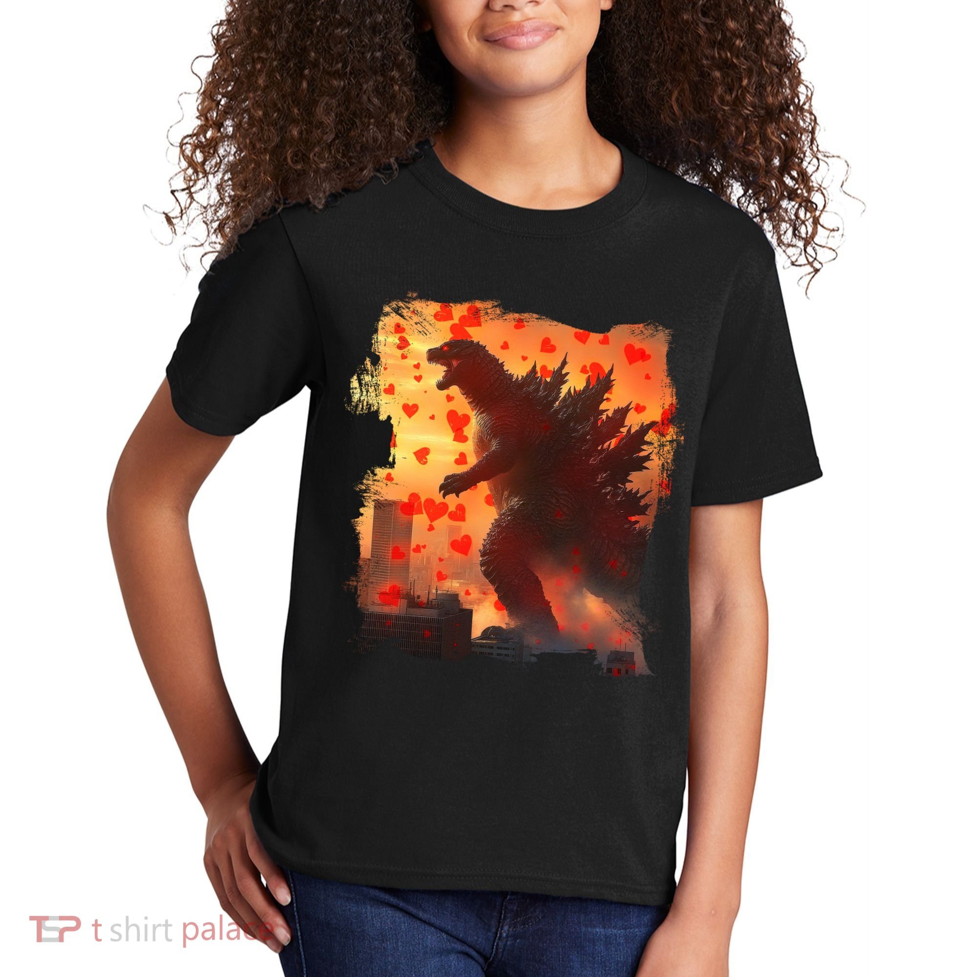 Funny Valentines Day Japanese Kaiju Monster Kids T-Shirt