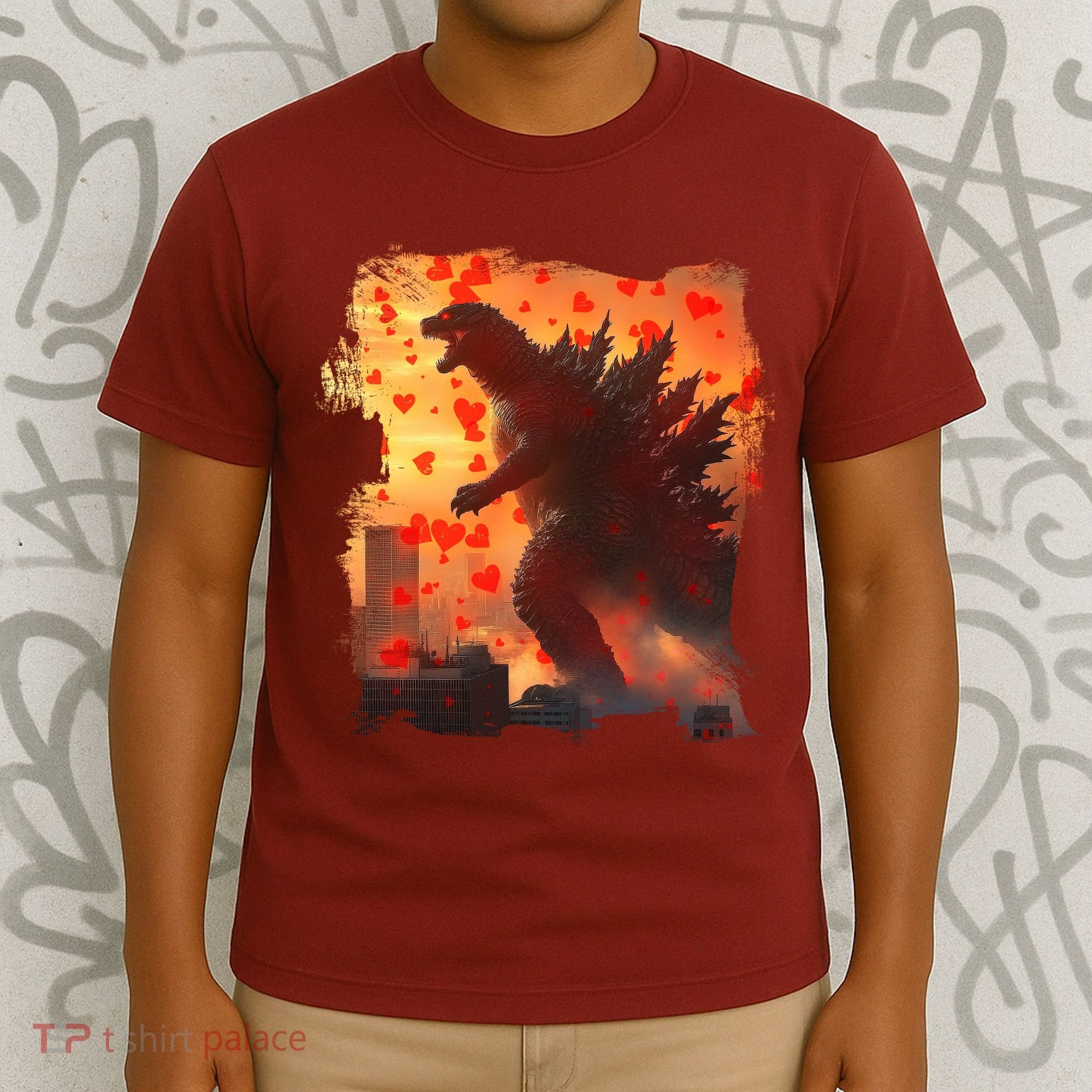 Funny Valentines Day Japanese Kaiju Monster T-Shirt