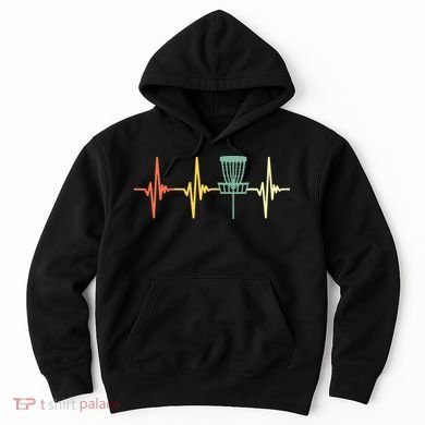 Funny Vintage Disc Golf Retro Heartbeat Disc Golf Hoodie