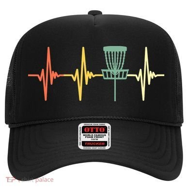 Funny Vintage Disc Golf Retro Heartbeat Disc Golf Hat
