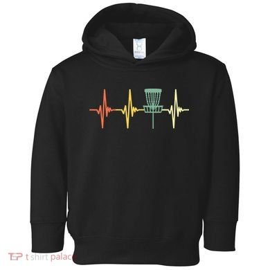 Funny Vintage Disc Golf Retro Heartbeat Disc Golf Toddler Hoodie
