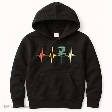 Funny Vintage Disc Golf Retro Heartbeat Disc Golf Kids Hoodie