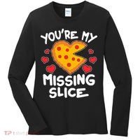 Funny Valentine's Day You're My Missing Slice Heart Pizza Women's Long Sleeve Shirt thumb 0