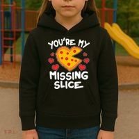 Funny Valentine's Day You're My Missing Slice Heart Pizza Kids Hoodie thumb 3