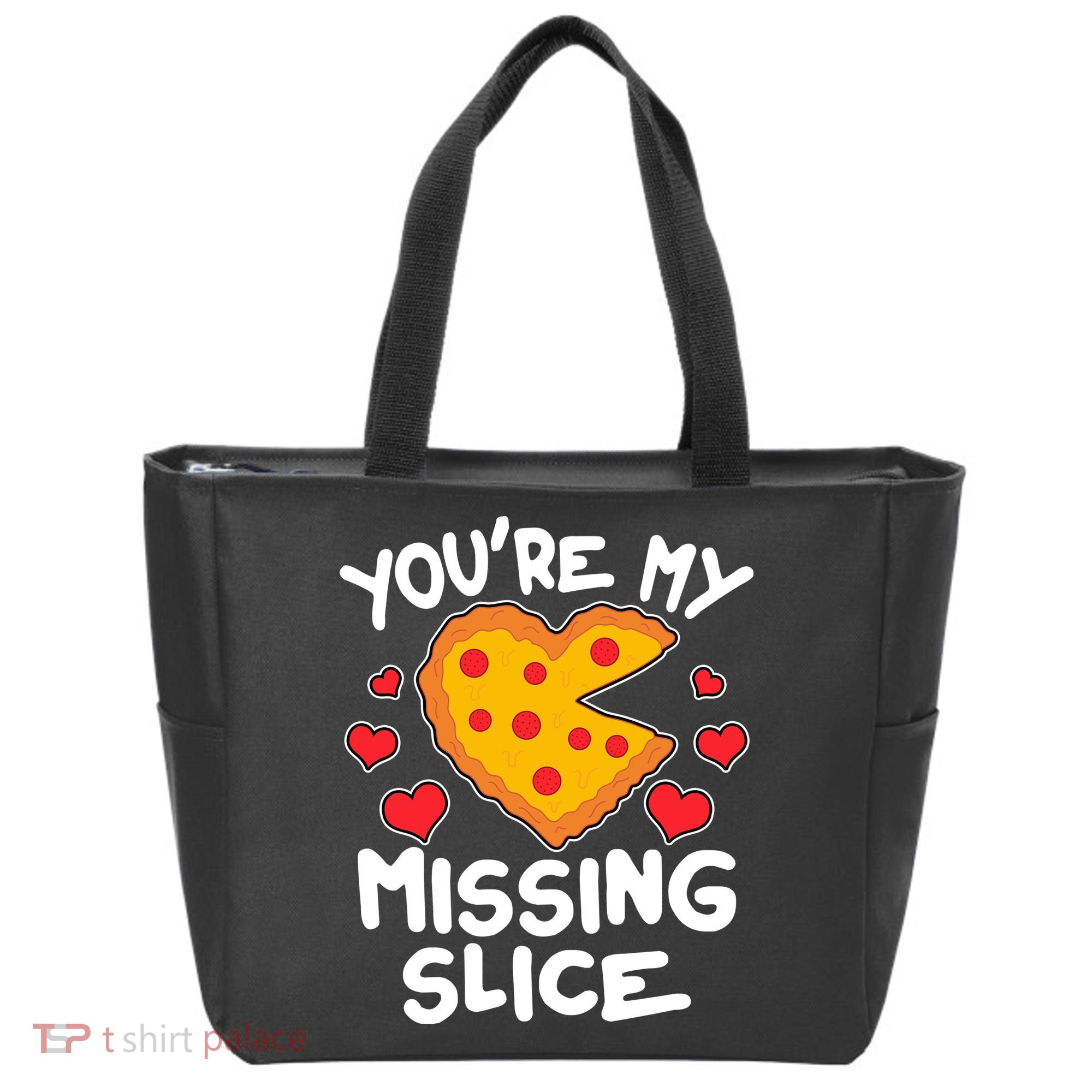 Funny Valentine's Day You're My Missing Slice Heart Pizza Tote Bag