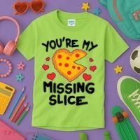 Funny Valentine's Day You're My Missing Slice Heart Pizza Kids T-Shirt thumb 3