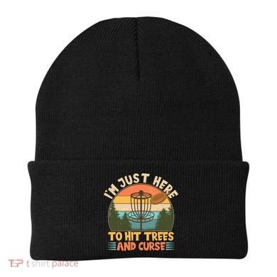 Funny Vintage Disc Golf I'm Just Here To Hit Trees And Curse Beanie