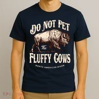 Funny Vintage Do Not Pet The Fluffy Cows American Bison T-Shirt thumb 3