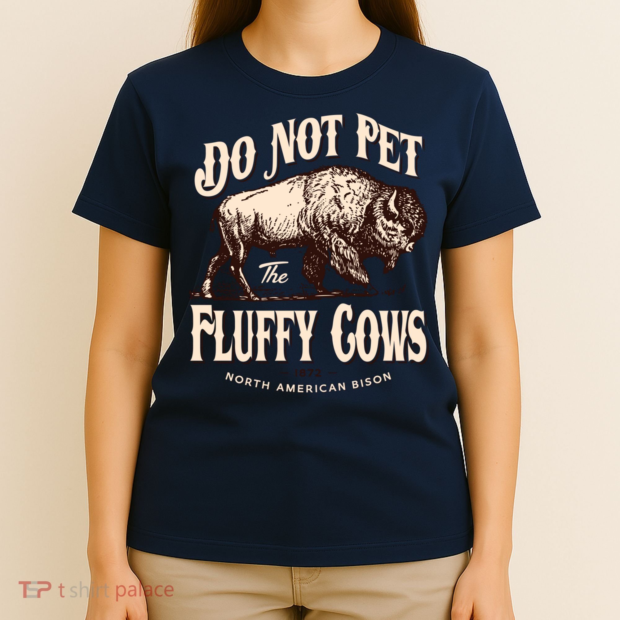 Funny Vintage Do Not Pet The Fluffy Cows American Bison T-Shirt
