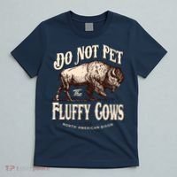Funny Vintage Do Not Pet The Fluffy Cows American Bison T-Shirt thumb 5
