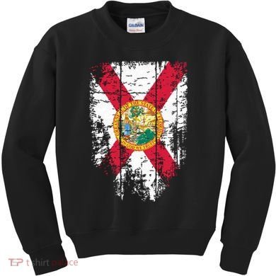Florida Vintage Distressed Florida Flag Kids Sweatshirt