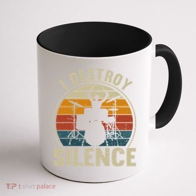 Funny Vintage Drums Player I Destroy Silence Drummer Coffee Mug back