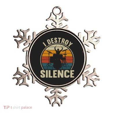 Funny Vintage Drums Player I Destroy Silence Drummer Ornament
