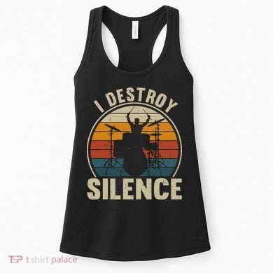 Funny Vintage Drums Player I Destroy Silence Drummer Women's Tank Top