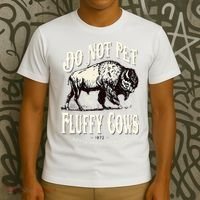 Funny Vintage Do Not Pet the Fluffy Cows American Bison T-Shirt thumb 3